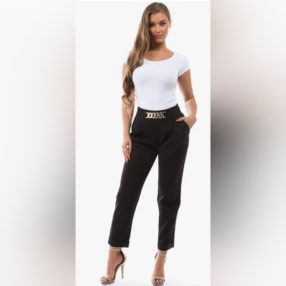 Balboa Pants - Pleated Pants With Chain